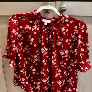 Tamara H Red Floral Blouse